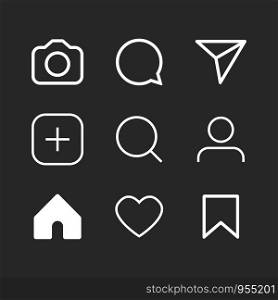 Simple social media icon set, vector illustration
