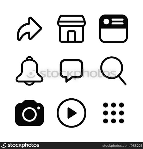 Simple social media icon set, vector illustration