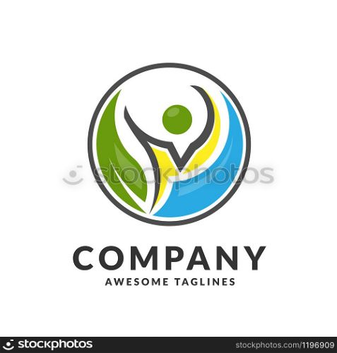 simple Sport fitness medical or health care in circle logo concept