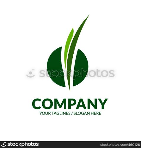 simple sprouts leaves green logo with circle vector concept
