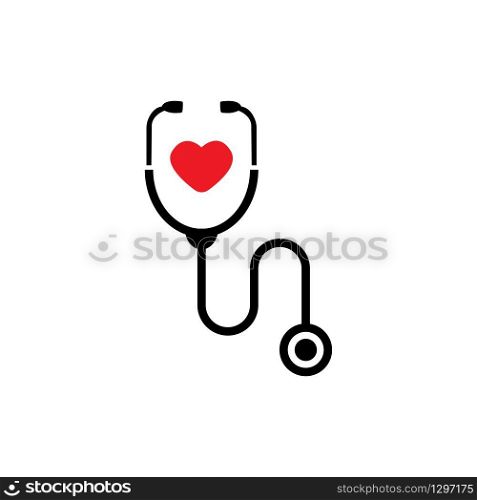 Simple stethoscope icon with heart shape. Health and medicine symbol,. Simple stethoscope icon with heart shape. Health and medicine symbol, Isolated vector illustration.