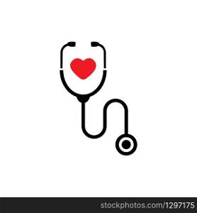 Simple stethoscope icon with heart shape. Health and medicine symbol,. Simple stethoscope icon with heart shape. Health and medicine symbol, Isolated vector illustration.
