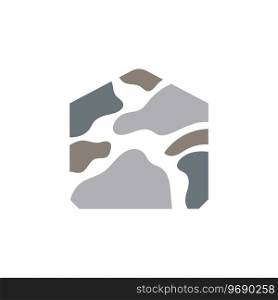 Simple Stone Wall Logo Design Template Symbol Illustration