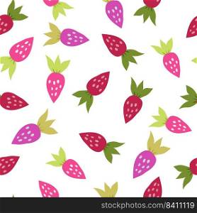 Simple strawberry seamless pattern. Hand drawn strawberries wallpaper. Fruits backdrop. Design for fabric, textile print, wrapping paper, kitchen textiles, cover. Vector illustration. Simple strawberry seamless pattern. Hand drawn strawberries wallpaper. Fruits backdrop.