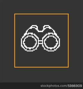 Simple style binoculars pixel icon. Vector Design.. Simple style binoculars pixel icon. Vector Design