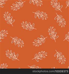 Simple style organic branches seamless outline pattern. Orange background. Minimalistic random print. Designed for fabric design, textile print, wrapping, cover. Vector illustration.. Simple style organic branches seamless outline pattern. Orange background. Minimalistic random print.