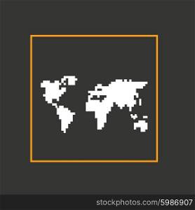 Simple style pixel icon continents. Vector design.. Simple style pixel icon continents. Vector design