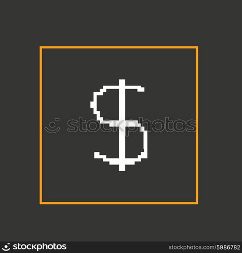 Simple style pixel icon dollar sign. Vector design.. Simple style pixel icon dollar sign. Vector design