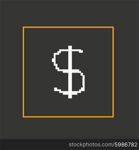 Simple style pixel icon dollar sign. Vector design.. Simple style pixel icon dollar sign. Vector design