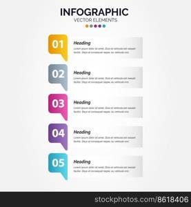 Simple stylish 5 Vertical Infographic template. Vector Illustration