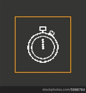 Simple stylish pixel icon stopwatch. Vector design.. Simple stylish pixel icon stopwatch. Vector design