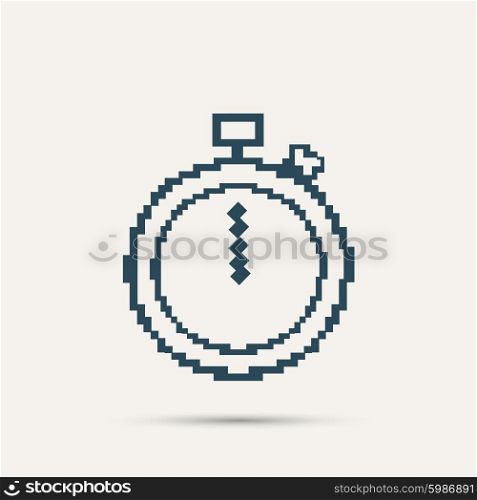 Simple stylish pixel icon stopwatch. Vector design.. Simple stylish pixel icon stopwatch. Vector design