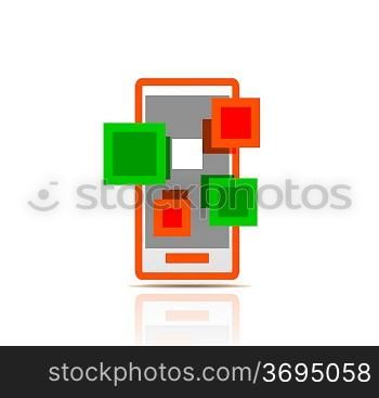 Simple stylized colorful icon - mobile phone apps