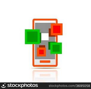 Simple stylized colorful icon - mobile phone apps