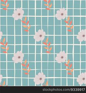 Simple stylized flower seamless pattern. Decorative naive botanical backdrop. For fabric design, textile print, wrapping paper, cover. Vector illustration. Simple stylized flower seamless pattern. Decorative naive botanical backdrop.