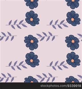 Simple stylized flower seamless pattern. Decorative naive botanical backdrop. For fabric design, textile print, wrapping paper, cover. Vector illustration. Simple stylized flower seamless pattern. Decorative naive botanical backdrop.