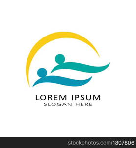 Simple Swimming Pool Silhouette Sea Ocean Water Wave Logo design inspiration
