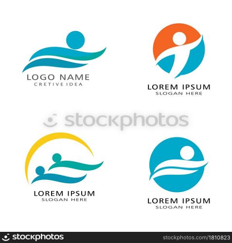Simple Swimming Pool Silhouette Sea Ocean Water Wave Logo design inspiration