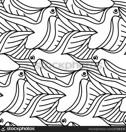 Simple Tessellation Bird Line Vector Seamless Pattern Design