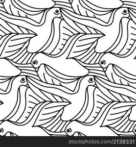 Simple Tessellation Bird Line Vector Seamless Pattern Design