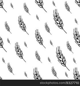 Simple texture with ears of wheat for wrapping paper, wallpaper, prints. Repeated grain shape for decoration design prints. Seamless geometric pattern. Vector illustration