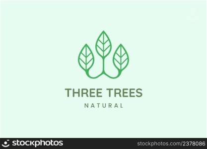 Simple three leaf logo for business representing nature
