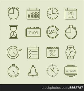 Simple time and calendar icons set vector illustration