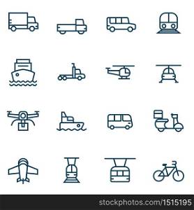 simple transportation thin line icons set vector illustration