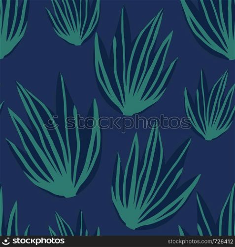 Simple tropical aloe leaves seamless pattern. Exotic plant. Summer design for fabric, textile print, wrapping paper, children textile.. Simple tropical aloe leaves seamless pattern. Exotic plant.
