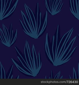 Simple tropical aloe leaves seamless pattern. Exotic plant. Summer design for fabric, textile print, wrapping paper, children textile.. Simple tropical aloe leaves seamless pattern. Exotic plant.