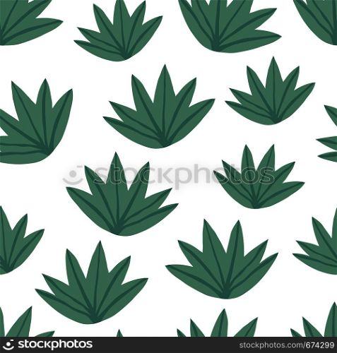 Simple tropical green leaves seamless pattern. Exotic plant. Summer design for fabric, textile print, wrapping paper, children textile. Simple tropical green leaves seamless pattern. Exotic plant.