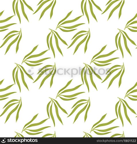 Simple tropical leaves semless pattern. Exotic hawaiian wallpaper. Abstract tropic leaf isolated on white background. Design for fabric, textile print, wrapping, cover. Vector illustration.. Simple tropical leaves semless pattern. Exotic hawaiian wallpaper.