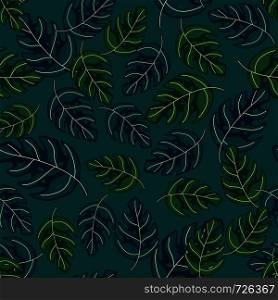 Simple tropical monstera leaves seamless repeat pattern Vector illustration. Exotic plant. Summer design for fabric, textile print, wrapping paper, children textile.. Tropical monstera leaves seamless repeat pattern . Exotic plant.
