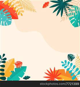 Simple Tropical Palm and Motstera Leaves Natural Background. Vector Illustration EPS10. Simple Tropical Palm and Motstera Leaves Natural Background. Vector Illustration