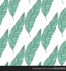 Simple tropical palm leaves seamless pattern. Linear exotic botanical texture. Creative jungle leaf endless wallpaper. Floral background. Design for fabric, surface, textile print, wrapping, cover. Simple tropical palm leaves seamless pattern. Linear exotic botanical texture.