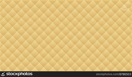 Simple upholstery quilted background. Gold leather texture sofa backdrop. Vector illustration