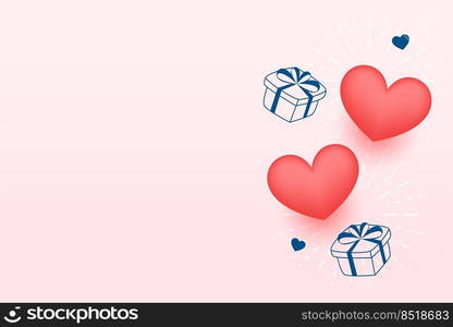 simple valentines day hearts and gift boxes greeting card