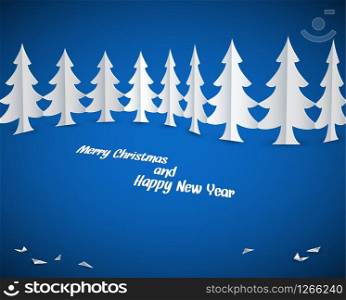 Simple vector christmas paper trees - original new year card