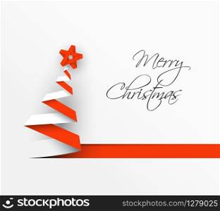 Simple vector christmas tree made from paper stripe - original new year card