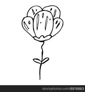 Simple vector flower clipart Hand drawn floral illustration Spring doodle icon