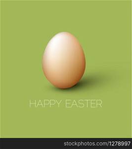 Simple vector Happy Easter card with brown egg on the green background