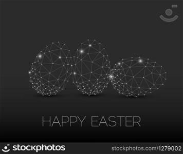 Simple vector Happy Easter card with polygonal egg - dark version