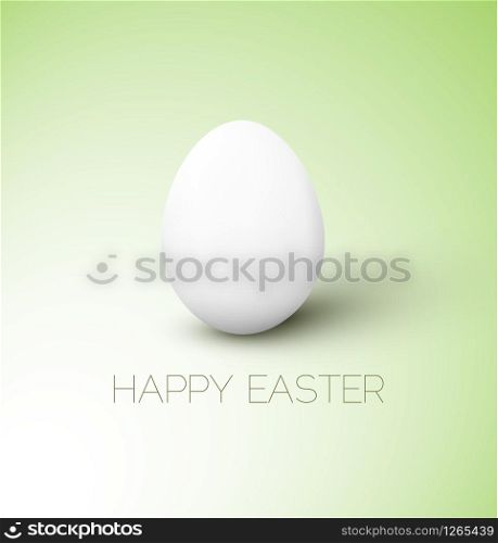 Simple vector Happy Easter card with white egg on the green background