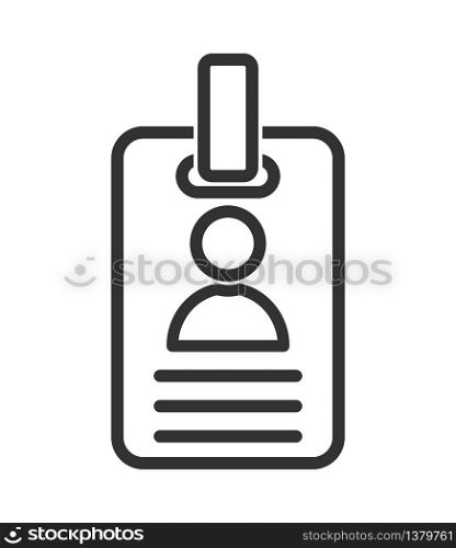 simple vector icon of a badge or ID card. Simple stock design isolated on a white background for websites and apps, empty outline.