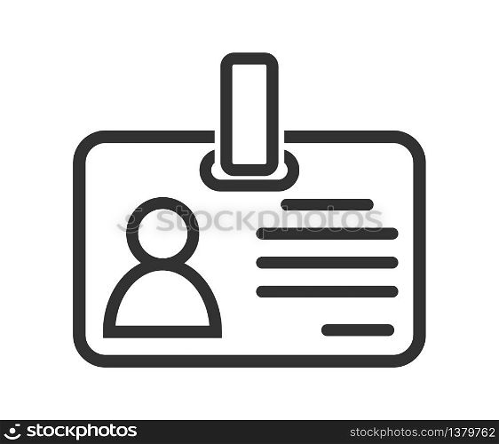 simple vector icon of a badge or ID card. Simple stock design isolated on a white background for websites and apps, empty outline.