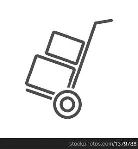 Simple vector icon of a cart with a load. Simple stock design isolated on a white background for websites and apps, empty outline.