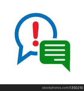 Simple vector icon of the dialog for chat and correspondence. Icon for information or help from a consultant. Isolated on a white background. Flat design.