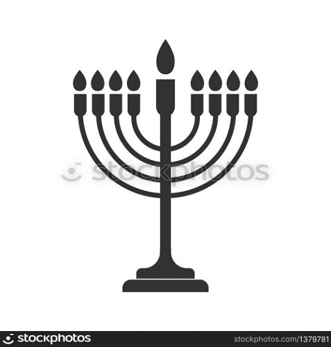 simple vector icon of the menorah, a seven-candle candlestick. Stock design isolated on a white background for websites and apps