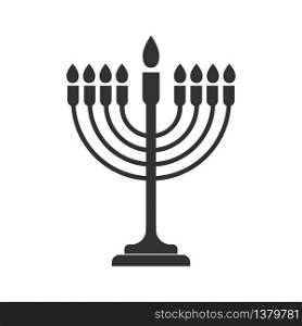 simple vector icon of the menorah, a seven-candle candlestick. Stock design isolated on a white background for websites and apps