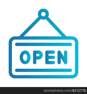 Simple vector icon sign open. Flat illustration on a theme sign open